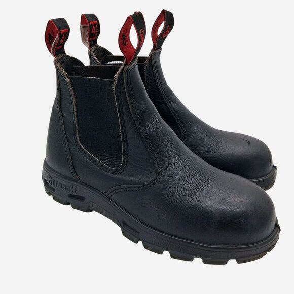 Redback Boots Womens AU 4.5 US 7.5 Black Leather Chelsea Steel Toe Elastic Side - Picture 1 of 8